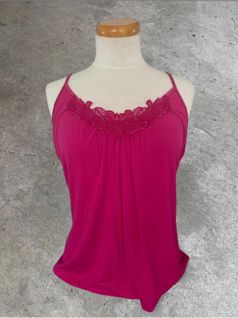 H&M Magenta Lace-Trim Spaghetti Strap Cami